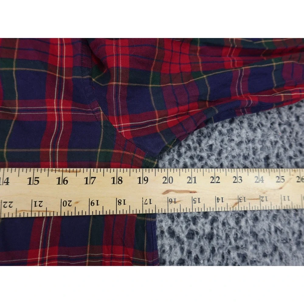 Lauren Ralph Lauren Plaid Shirt Womens Medium‎ Red Ruffle Trim Button Down
